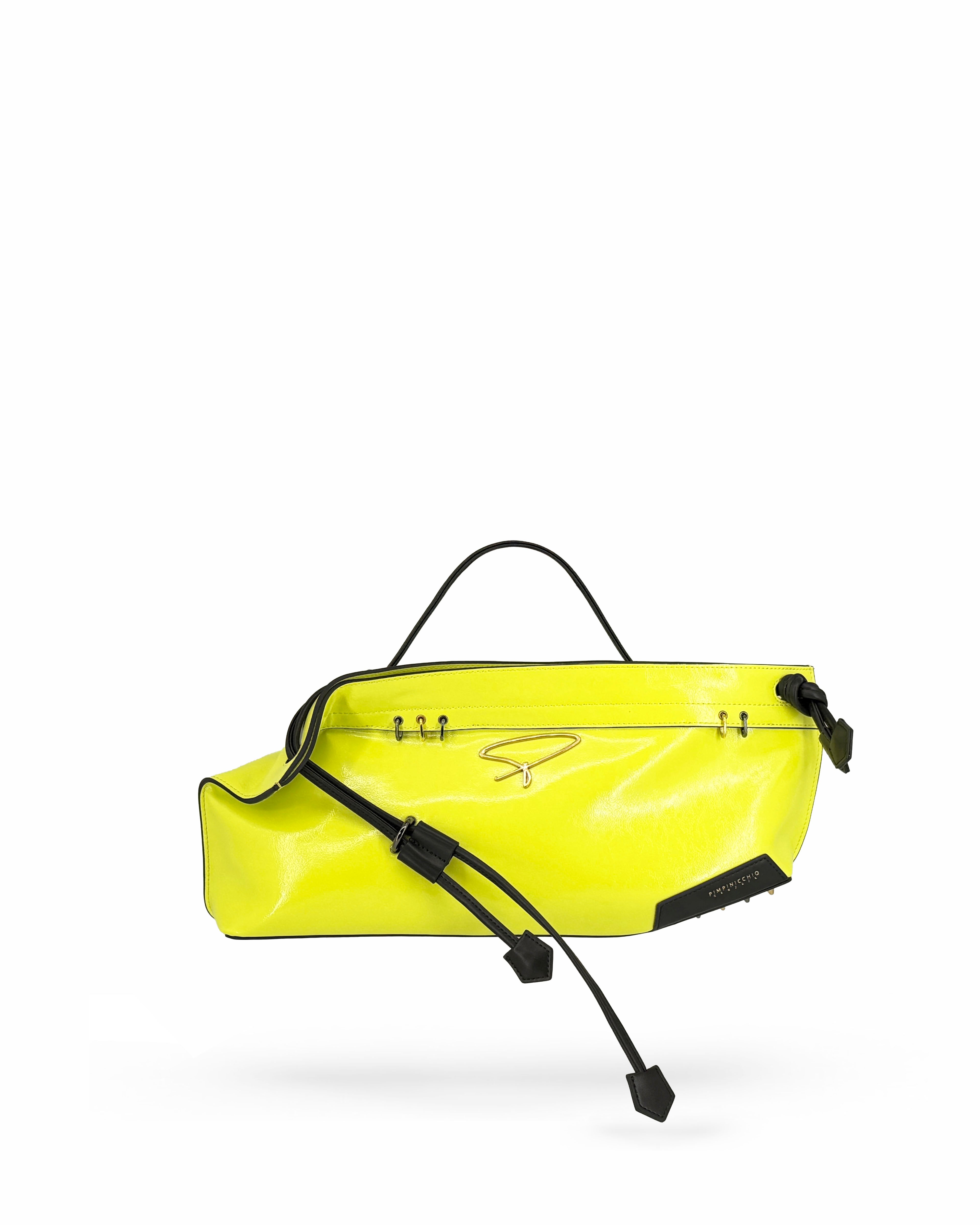 LUDLOW ファー ハンドバッグ イエロー The Ludlow Clutch in Volt | Vegan Leather Clutch | Pimpinicchio