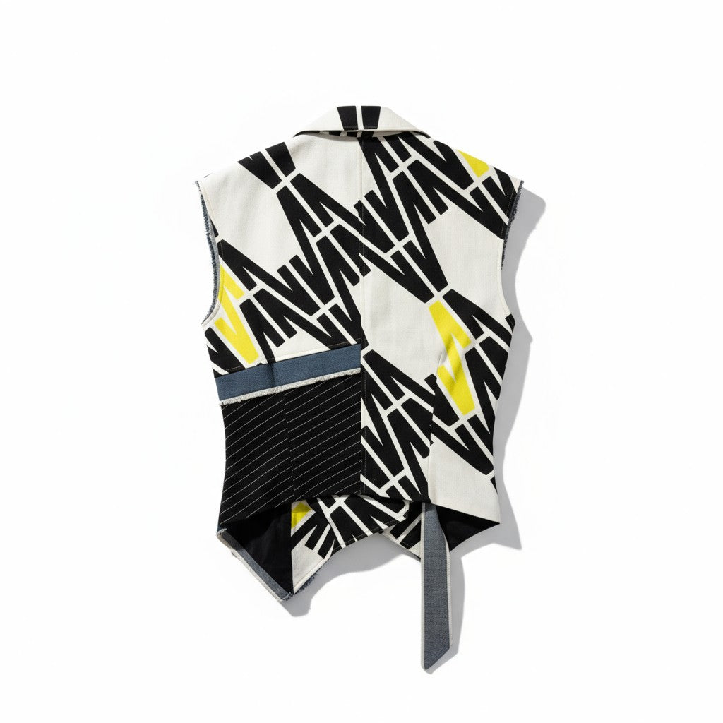 Deconstructed Monogram Vest — Volt/Ink