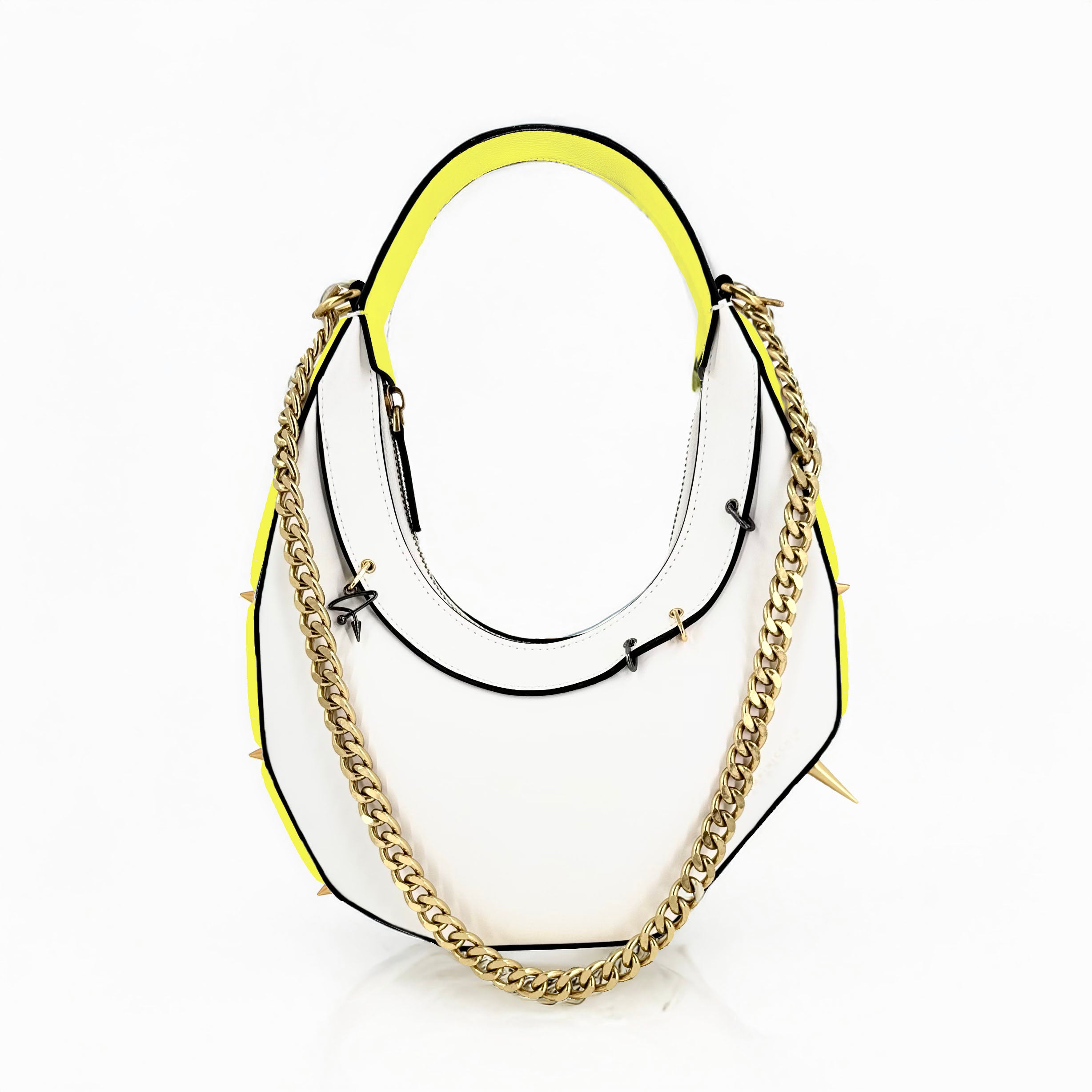 515W Asymmetrical Hobo Bag In White and Yellow