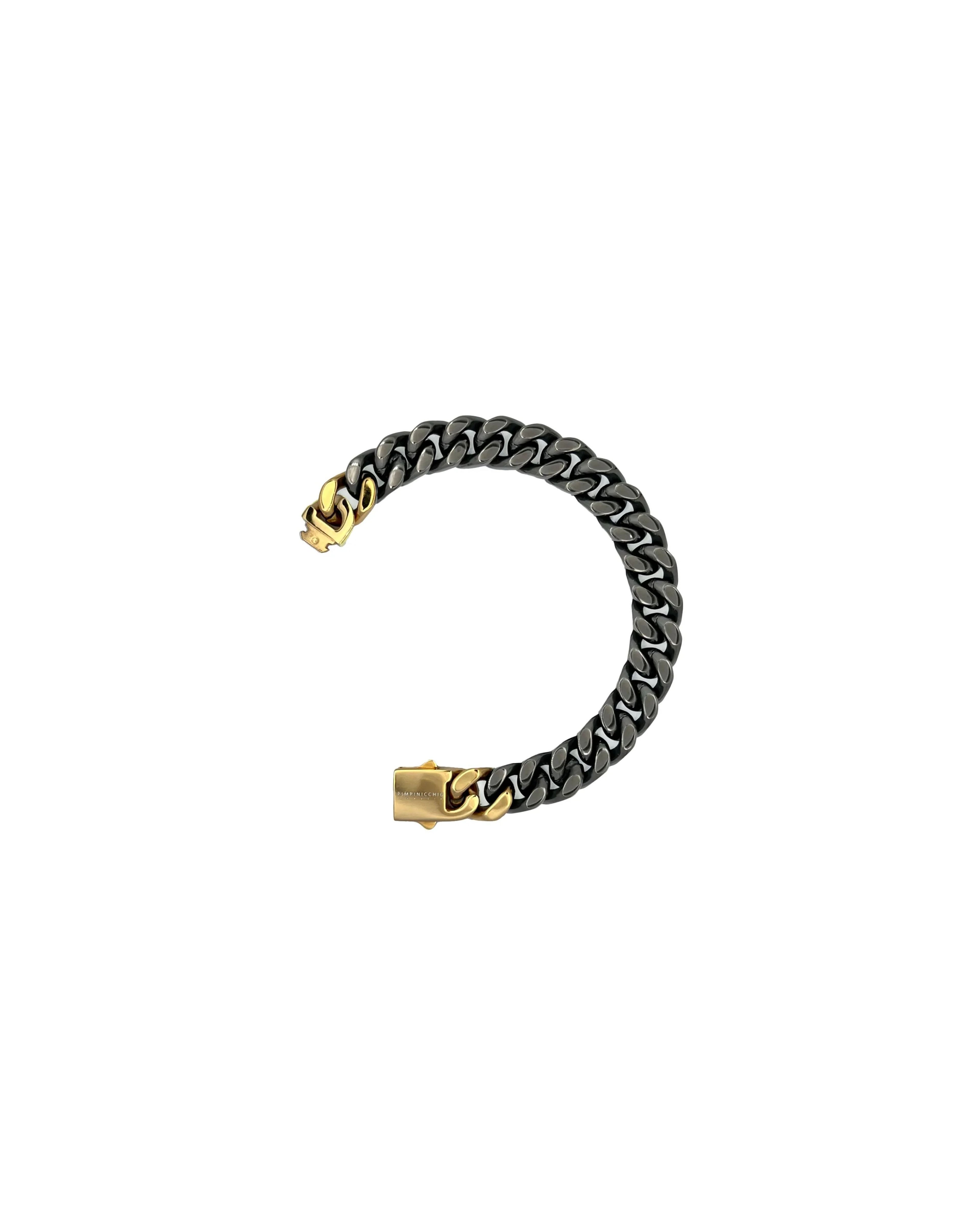 9th Ave Gun Metal And Gold Curb Chain Bracelet