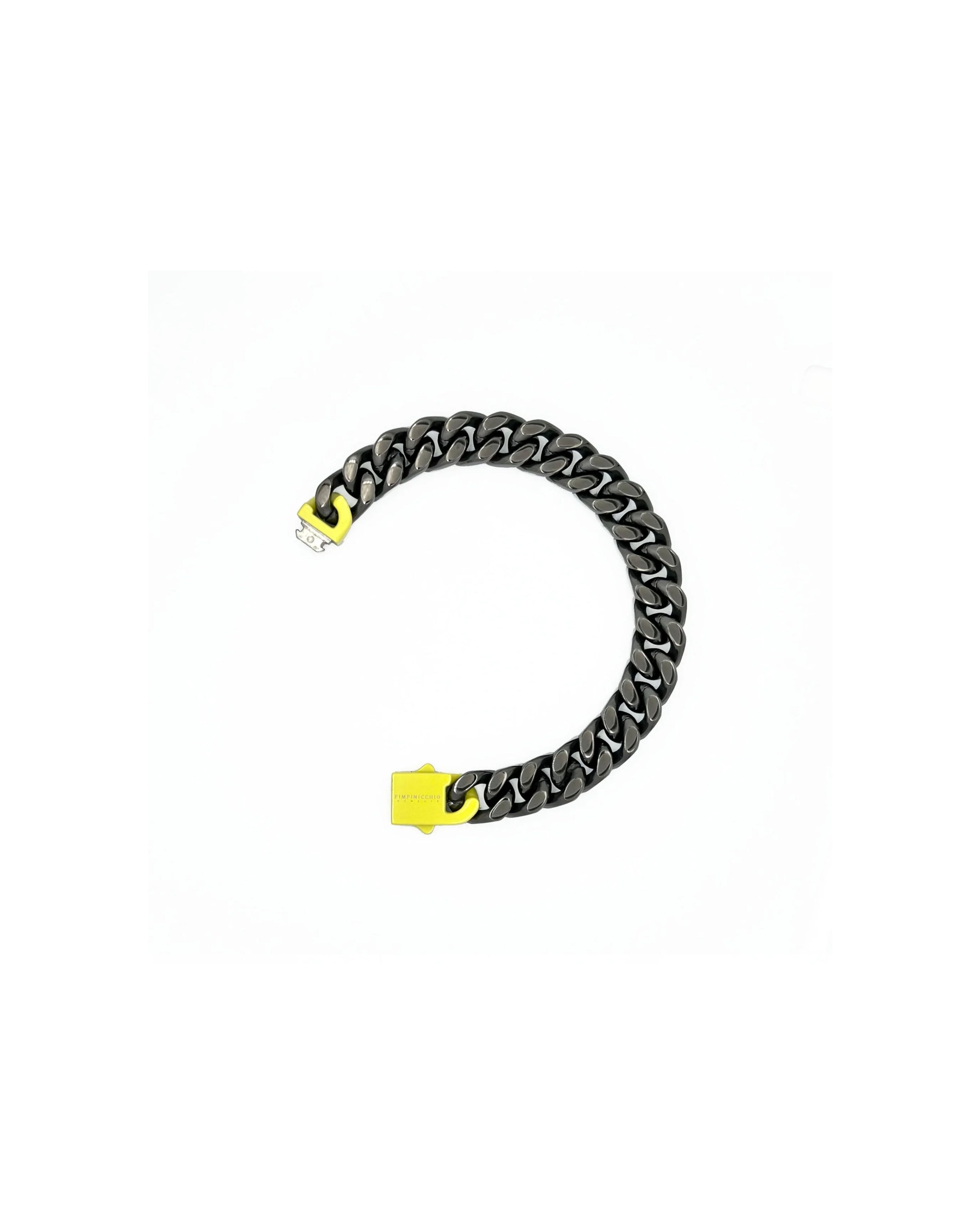 9th Ave Gun Metal And Yellow Curb Chain Bracelet