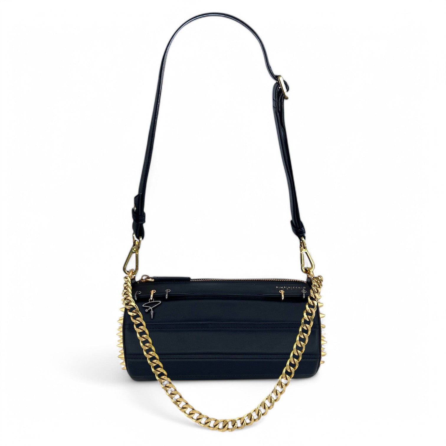 140E Tube Cross-body Bag in Black with Chain