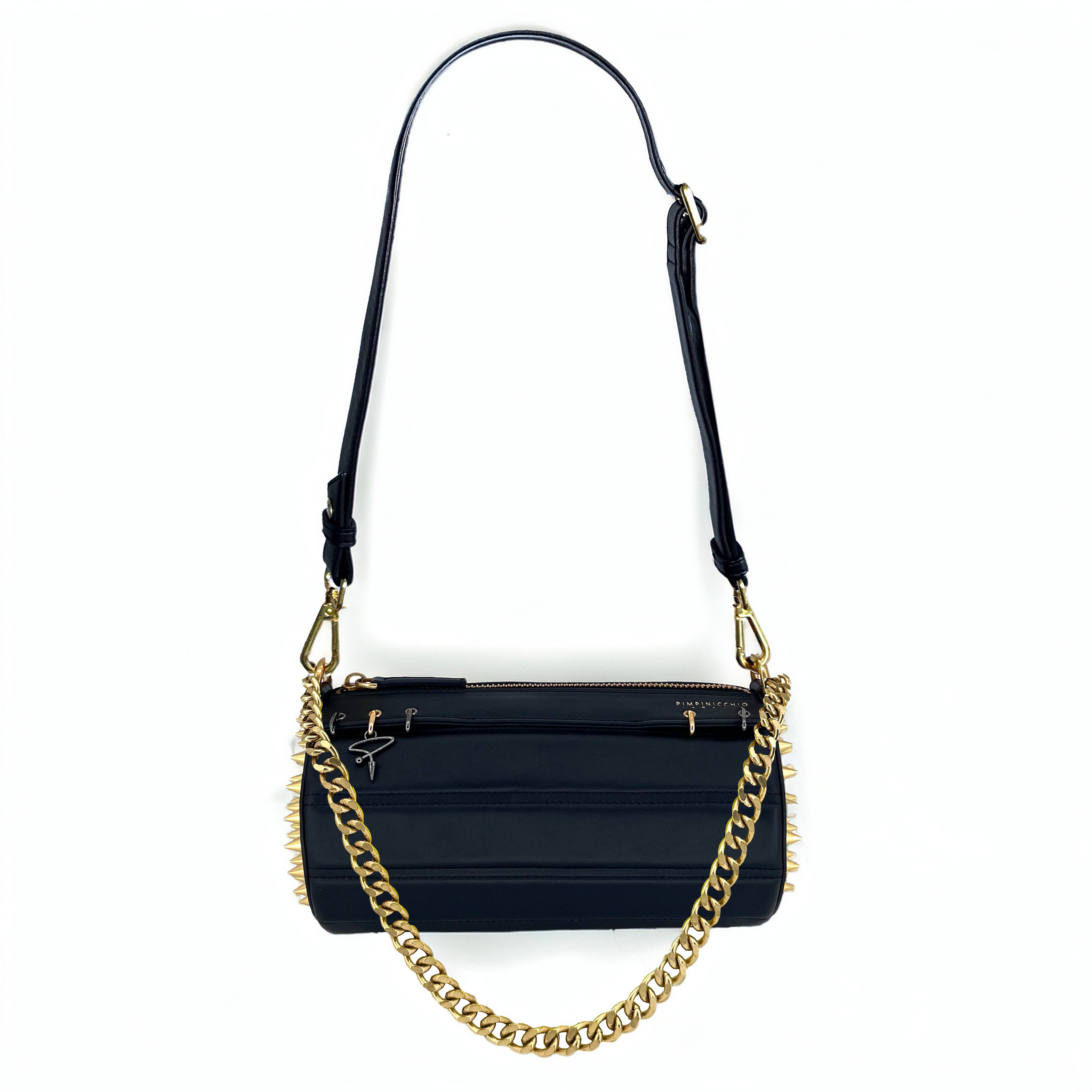 140E Tube Cross-body Bag in Black with Chain